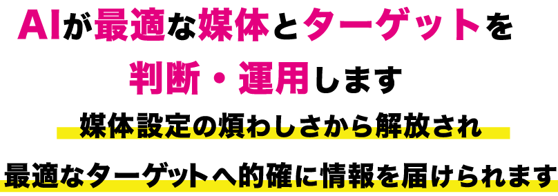 AIが最適な媒体とターゲットを判断・運用します